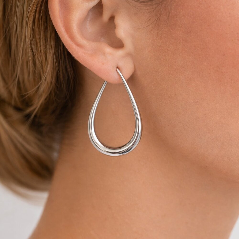 New LOFT Elegant Silver Teardrop Earrings Hoop Earrings | Minimalist